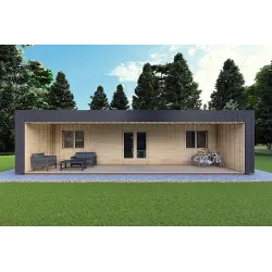 Mobilheime VISION 3 mit Veranda 10x6 60/100/30/40 mm, Frontansicht Farbe Anthrazit