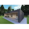 Mobilheime VISION 3 mit Veranda 10x6 60/100/30/40 mm, Frontansicht rechte Seite Farbe Anthrazit