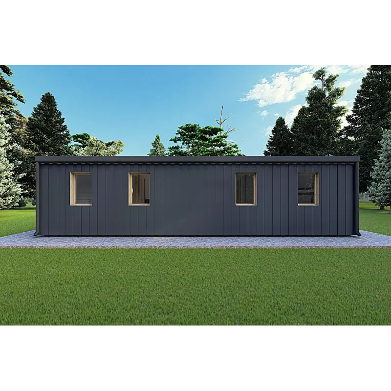 Mobilheime VISION 3 mit Veranda 10x6 60/100/30/40 mm, Rückansicht Farbe Anthrazit