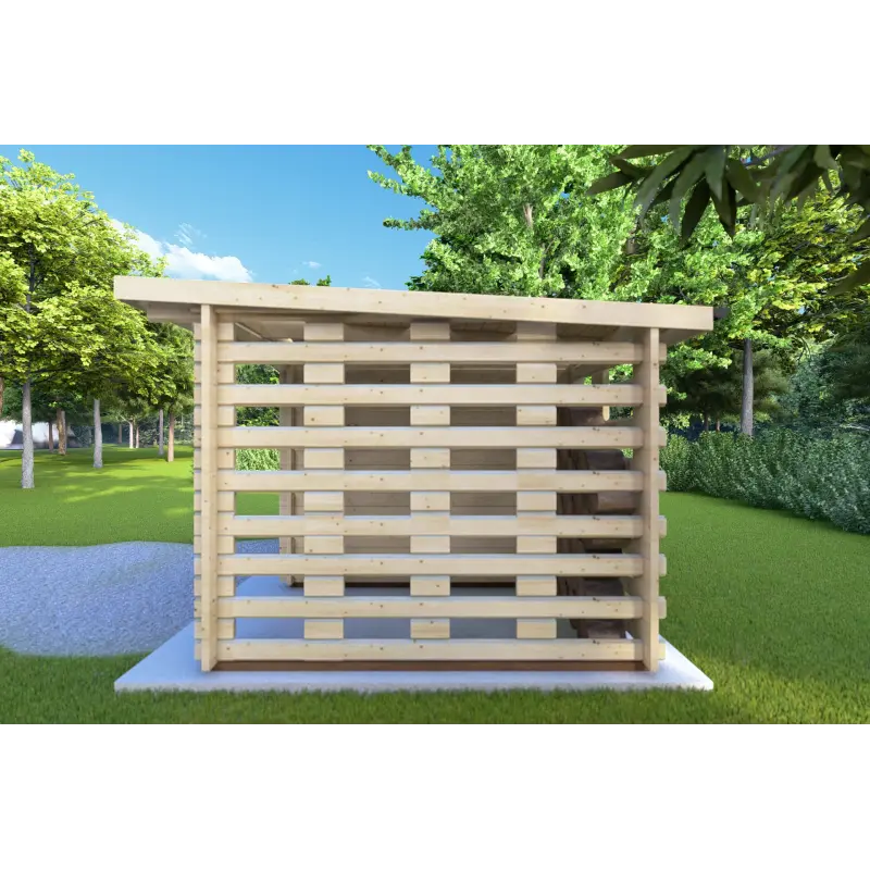 Gartenhaus mit Holzlager LISA 3x3, 44mm, rechte Seite