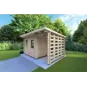 Gartenhaus mit Holzlager LISA 3x3, 44mm, Frontansicht rechte Seite