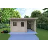 Gartenhaus mit Holzlager LISA 3x3, 44mm, Frontansicht