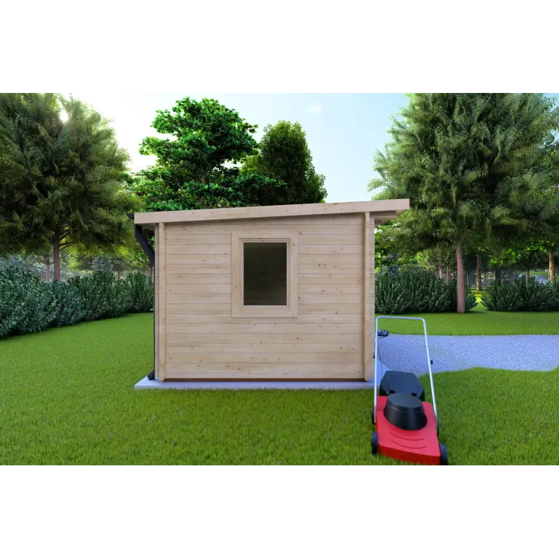 Gartenhaus mit Holzlager LISA 3x3, 44mm, linke Seite