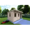 Gartenhaus mit Holzlager LISA 3x3, 44mm, Frontansicht linke Seite