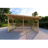 Holzüberdachung mit teilweiser Verkleidung 22 m², Frontansicht