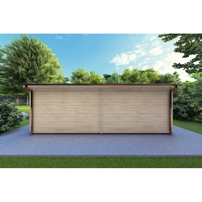 Gartenbüro mit Veranda DENISE 7x5.2, 44mm, Rückansicht