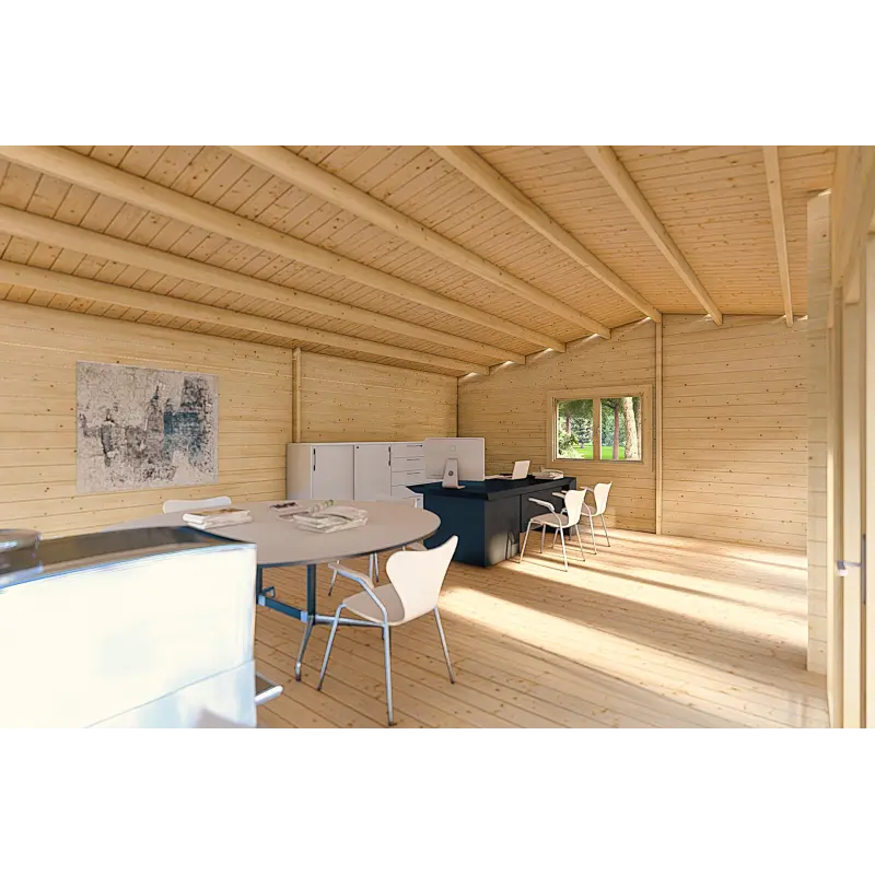 Gartenbüro mit Veranda DENISE 7x5.2, 44mm, Innenansicht