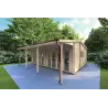 Gartenbüro mit Veranda DENISE 7x5.2, 44mm, Frontansicht rechte Seite