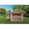 Gartenhaus mit Veranda und zwei Räumen SUSANNA 28 m², 44mm, rechte Seite