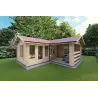 Gartenhaus mit Veranda und zwei Räumen SUSANNA 28 m², 44mm, Frontansicht rechte Seite