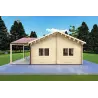 Winterfestes Holzhaus AGNESE auf einer Ebene 14x6, 44/100/44mm, rechte Seite