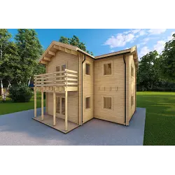 Abgelegenes Haus GILDA 98 m², 44/100/44 mm, Frontansicht rechte Seite