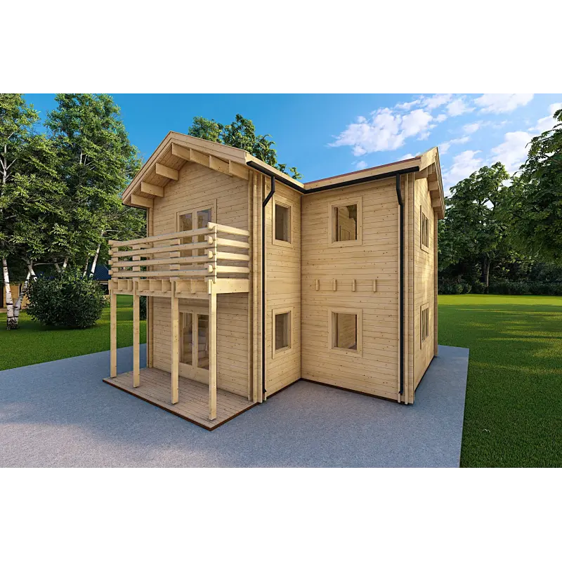 Abgelegenes Haus GILDA 98 m², 44/100/44 mm, Frontansicht rechte Seite