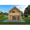 Fertighaus Holzhaus mit Holzverkleidung PENELOPE 12x6, 44/120/30/40 mm, Rückansicht