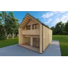 Fertighaus Holzhaus mit Holzverkleidung PENELOPE 12x6, 44/120/30/40 mm, Frontansicht rechte Seite