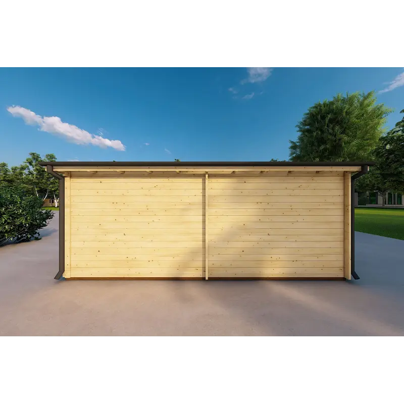 Holzüberdachung 25 m², 44mm, Rückansicht