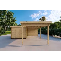 Holzüberdachung 25 m², 44mm, Frontansicht