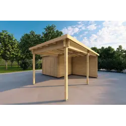 Holzüberdachung 25 m², 44mm, Frontansicht rechte Seite