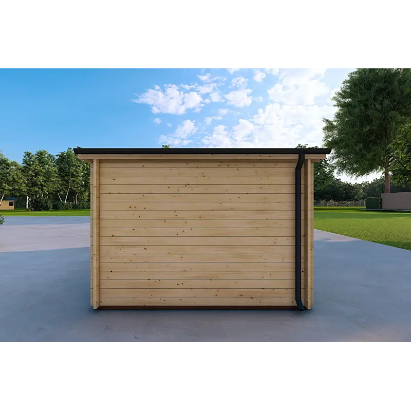 Garage Holzdach 6x3.5, 44mm, Rückansicht