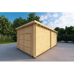 Garage Holzdach 6x3.5, 44mm, Frontansicht rechte Seite