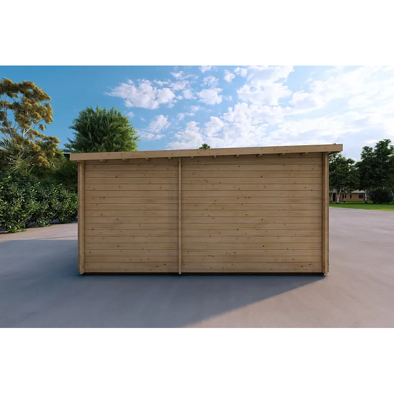 Garage Holzdach mit Veranda und Abstellraum 5.2x5.7, 44mm, linke Seite