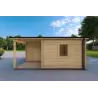 Garage Holzdach mit Veranda und Abstellraum 5.2x5.7, 44mm, Rückansicht
