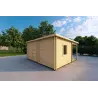 Garage Holzdach mit Veranda und Abstellraum 5.2x5.7, 44mm, Frontansicht rechte Seite