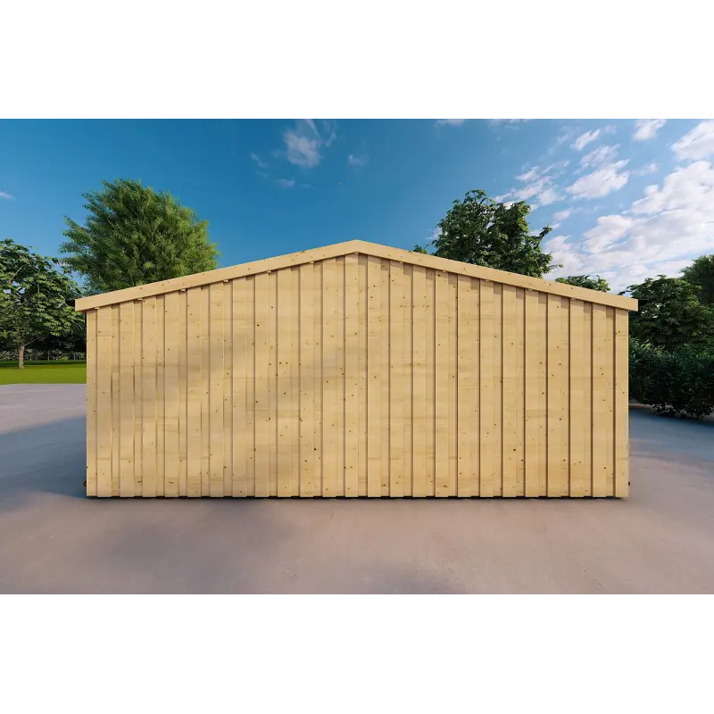 Holz-Doppelgarage mit separaten Abstellräumen 9.6x6.4, 44/100/40 mm Cladding, rechte Seite