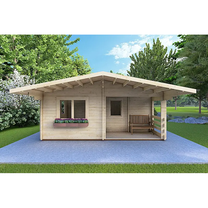 Gartenbüro ELBA 6x6, 44mm, Frontansicht