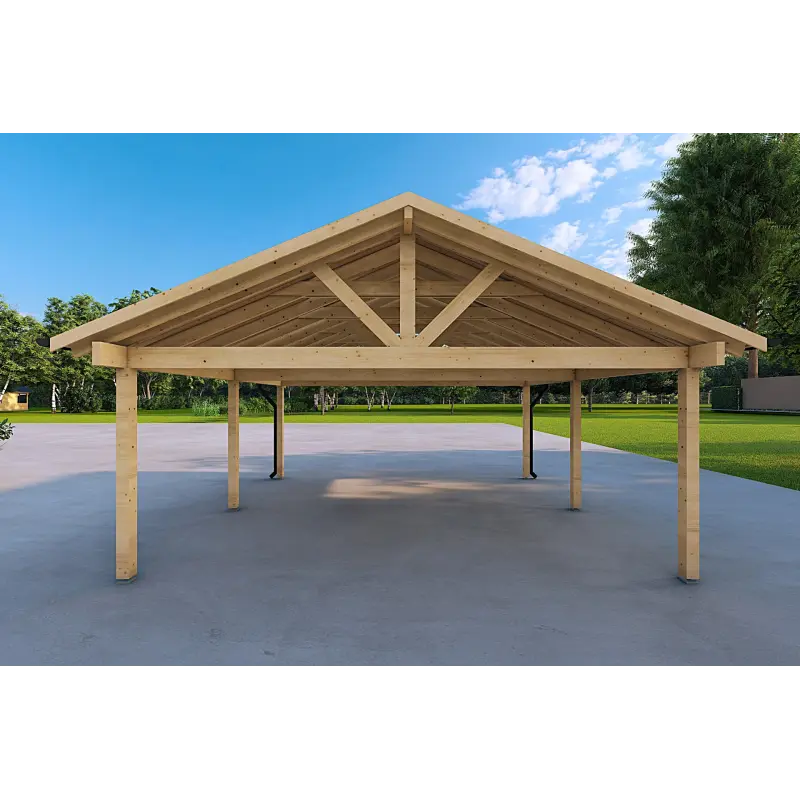 Doppelcarport aus Holz 25 m², Rückansicht