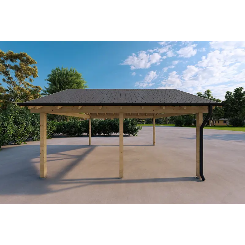 Doppelcarport aus Holz 25 m², linke Seite