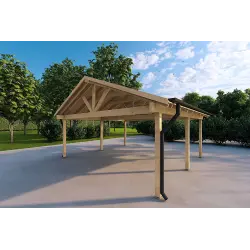 Doppelcarport aus Holz 25 m², Frontansicht rechte Seite