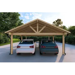 Doppelcarport aus Holz 25 m², Frontansicht