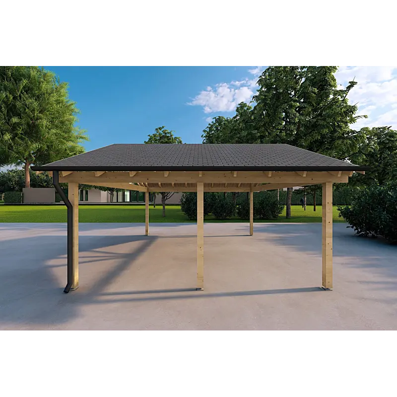 Doppelcarport aus Holz 25 m², rechte Seite