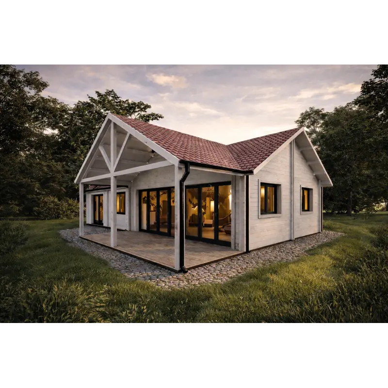 Holzhaus Fertighaus​ AGNESE 95 m², 44/140/44 mm, Modell hell