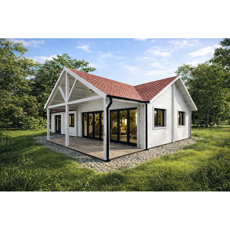 Holzhaus Fertighaus​ AGNESE 95 m², 44/140/44 mm, Modell Weiß