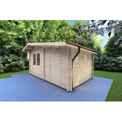 Gartenhaus Holz ALLEGRA 5x3, 44mm, Frontansicht rechte Seite