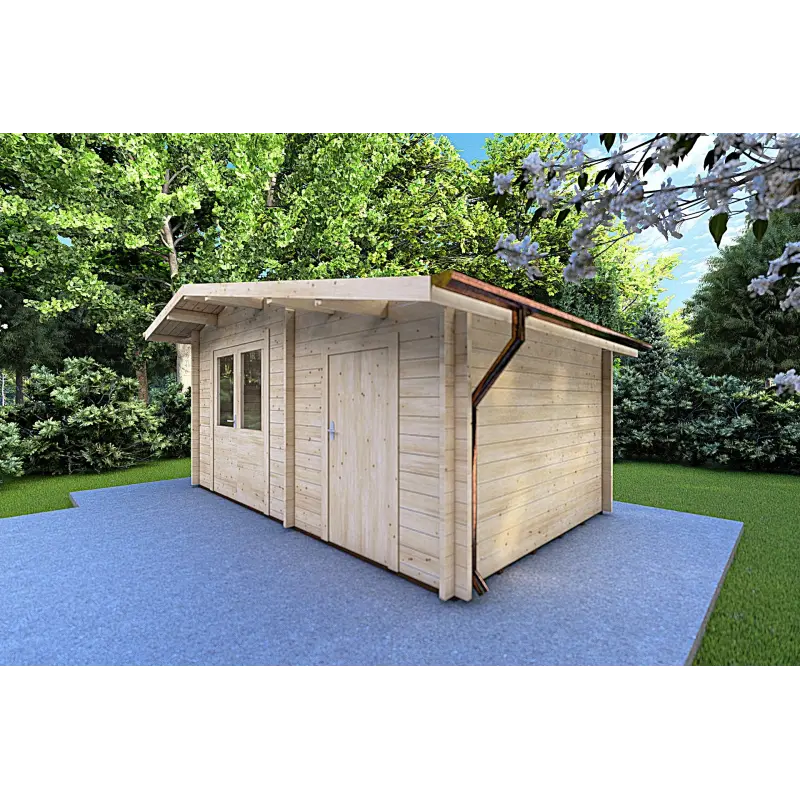 Gartenhaus Holz ALLEGRA 5x3, 44mm, Frontansicht rechte Seite
