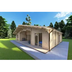 Moderne Holzhaus NATALIA 95 m², 68mm, Frontansicht rechte Seite