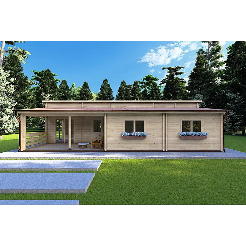 Holzhaus ROSALIA 95 m², 68mm, Frontansicht