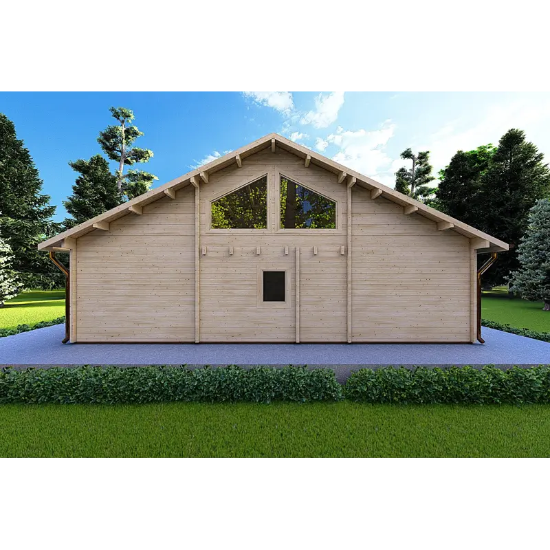 Blockbohlenhaus ASPEN 80 m², 68mm, Rückansicht