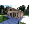 Blockbohlenhaus ASPEN 80 m², 68mm, Frontansicht rechte Seite
