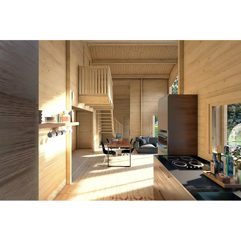 Blockbohlenhaus ASPEN 80 m², 68mm, Innenansicht