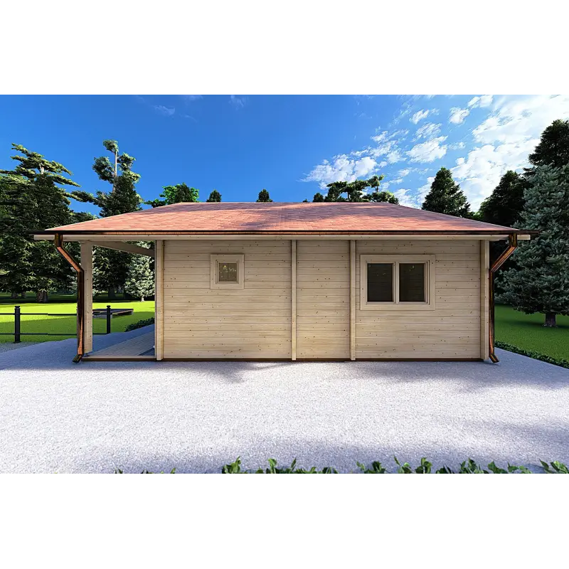 Blockbohlenhaus ASPEN 80 m², 68mm, rechte Seite