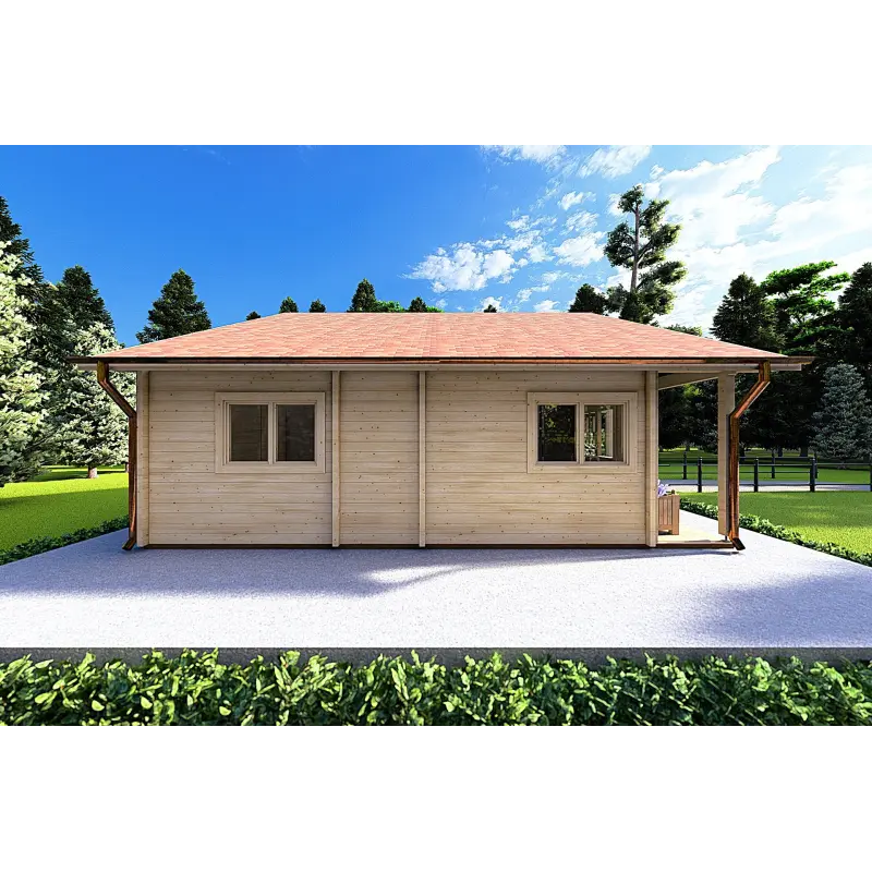 Blockbohlenhaus ASPEN 80 m², 68mm, linke Seite