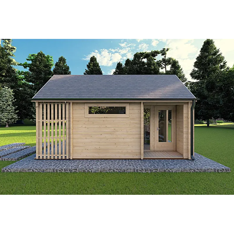 Moderne Gartenhaus NINA 6x3, 44mm, rechte Seite