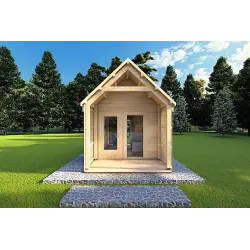 Moderne Gartenhaus NINA 6x3, 44mm, Frontansicht