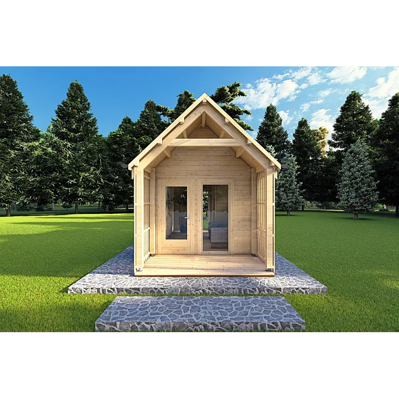 Moderne Gartenhaus NINA 6x3, 44mm, Frontansicht