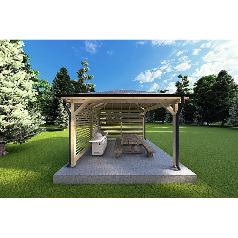 Holz-Gartenpavillon OLIVIA 4x4, linke Seite