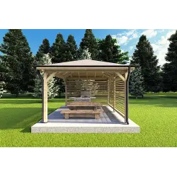 Holz-Gartenpavillon OLIVIA 4x4, Frontansicht